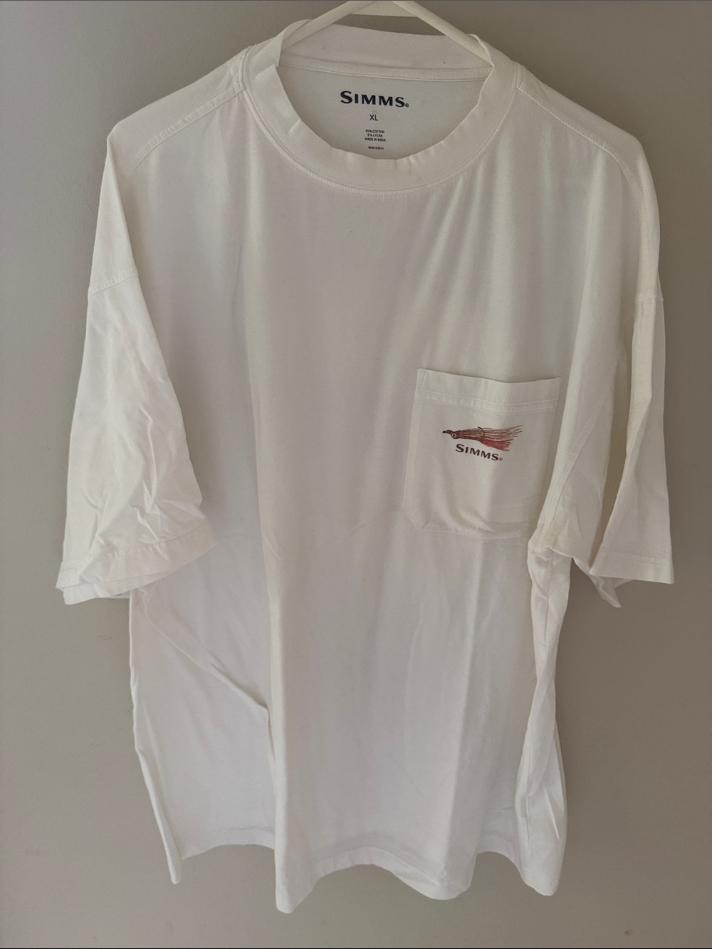 Simms Smallmouth Bass Pocket T-Shirt White Fishing Graphic XL